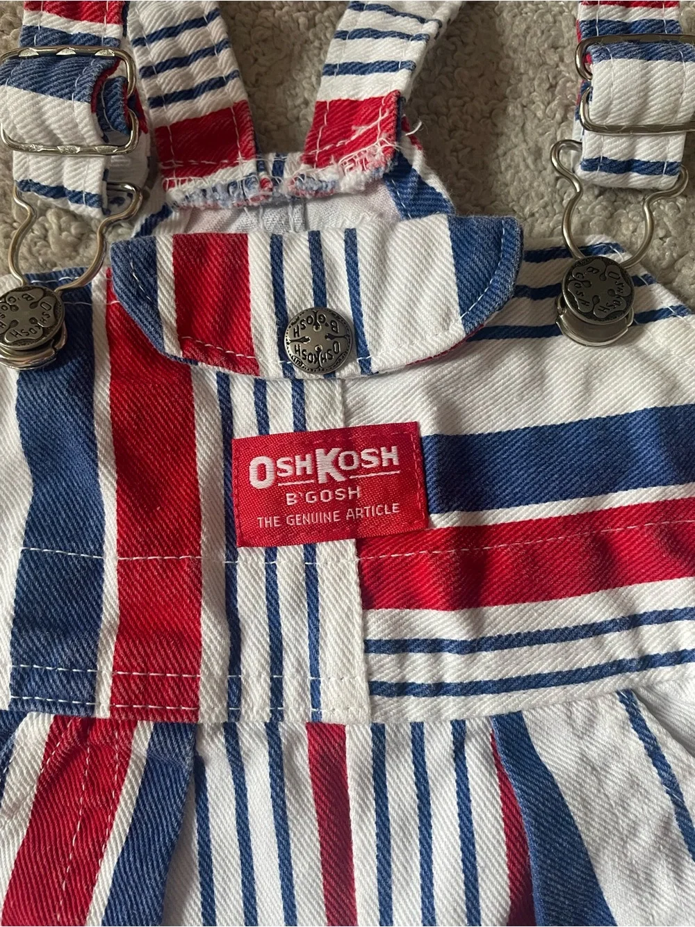 OshKosh B'gosh Red & Blue Striped Toddler Overalls